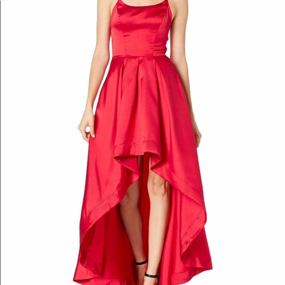 High low red satin dress size 5